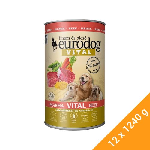 Euro Dog Vital Konzerv Kutyáknak (Marha) - 12x1240 g