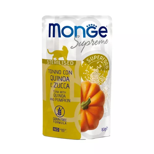 Monge Supreme Steril Alutasakos Macskaeledel (Tonhal, Quinoa és Sütőtök) - 80 g