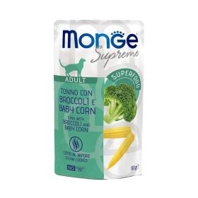   Monge Supreme Adult Alutasakos Macskaeledel (Tonhal, Brokkoli és Bébi Kukorica) - 80 g
