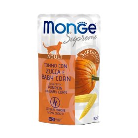   Monge Supreme Adult Alutasakos Macskaeledel (Tonhal, Sütőtök és Bébi Kukorica) - 80 g
