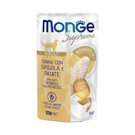   Monge Supreme Adult Alutasakos Macskaeledel (Tonhal, Tengeri Sügér és Burgonya) - 80 g