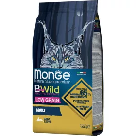   Monge BWild Adult Alacsony Gabonatartalmú Száraz Macskatáp (Vadnyúl) - 1,5 kg