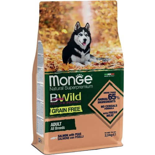Monge BWild Adult Gabonamentes Száraz Kutyatáp (Lazac és Borsó) - 2,5 kg