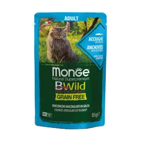   Monge BWild Adult Gabonamentes Alutasakos Macskaeledel (Szardella és Zöldségek) - 85 g