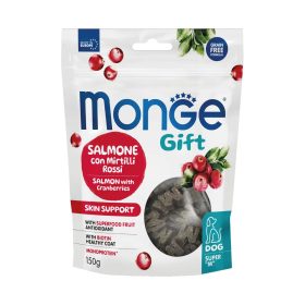   Monge GIFT Bőr- és Szőrápoló Monoprotein Jutalomfalat Kutyáknak (Lazac és Vörösáfonya) - 150 g