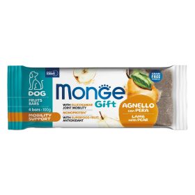   Monge GIFT Mozgástámogató Gyümölcsös és Gabonás Szelet Monoprotein Jutalomfalat Kutyáknak (Bárány és Körte) - 100 g
