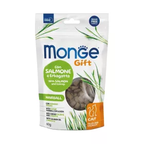   Monge GIFT Hairball Töltött és Ropogós Monoprotein Jutalomfalat Macskáknak (Lazac és Macskamenta) - 60 g