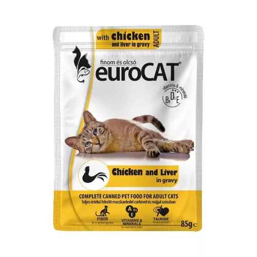 Euro Cat Pouch Alutasakos Macskaeledel (Csirke és Máj) - 85 g
