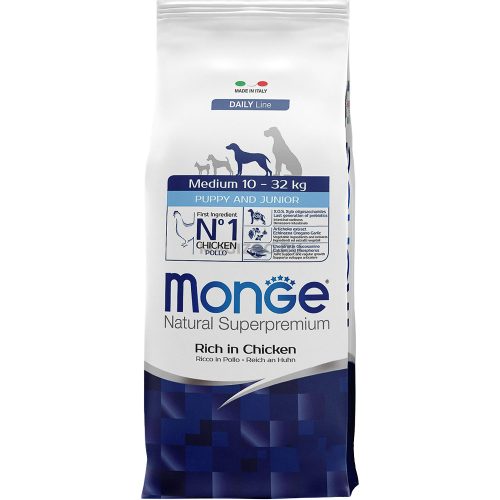 Monge Breeders Daily Line Medium Puppy & Junior Száraz Kutyatáp (Csirke) - 15 kg