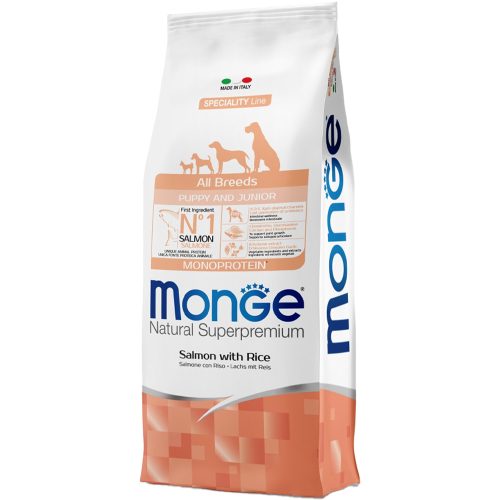 Monge Breeders Speciality Line Puppy & Junior Monoprotein Száraz Kutyatáp (Lazac és Rizs) - 15 kg