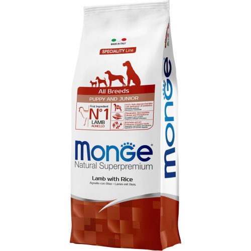 Monge Breeders Speciality Line Puppy & Junior Monoprotein Száraz Kutyatáp (Bárány és Rizs) - 15 kg