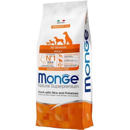Monge Breeders Speciality Line Adult Monoprotein Száraz Kutyatáp (Kacsa, Rizs és Burgonya) - 15 kg
