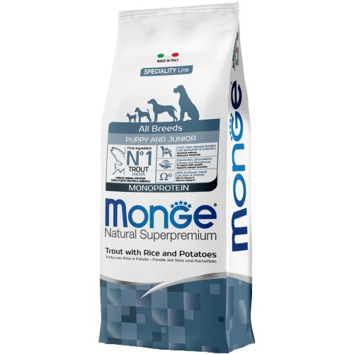 Monge Breeders Speciality Line Adult Monoprotein Száraz Kutyatáp (Pisztráng, Rizs és Burgonya) - 15 kg