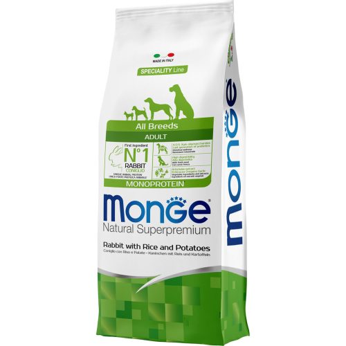 Monge Breeders Speciality Line Adult Monoprotein Száraz Kutyatáp (Nyúl, Rizs és Burgonya) - 15 kg