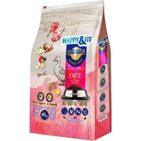   Happy&Fit Superior Gabonamentes Hipoallergén Száraz Kutyatáp (Kacsa, Halolaj és Alma) - 10 kg