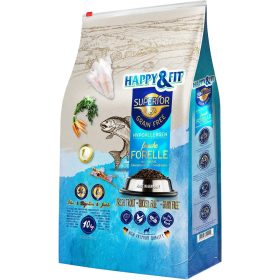   Happy&Fit Superior Gabonamentes Hipoallergén Száraz Kutyatáp (Friss Pisztráng, Halolaj, Glüközamin és Kondroitin) - 10 kg