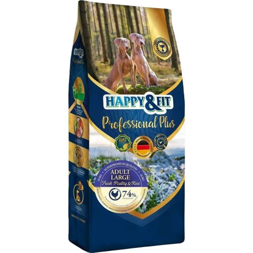 Happy&Fit Professional Plus Large Adult Száraz Kutyatáp (Friss Baromfi és Rizs) - 18 kg