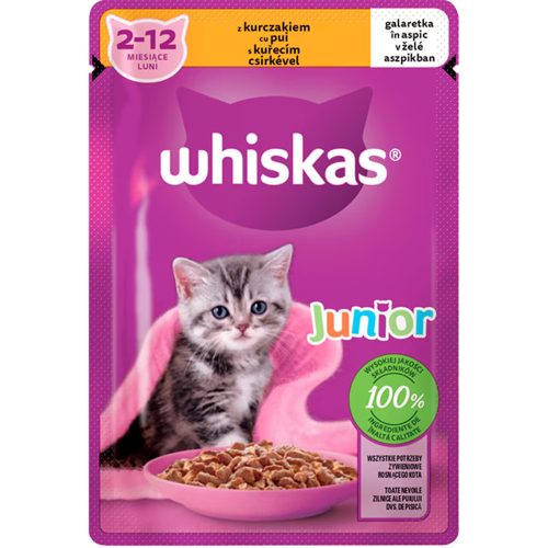 Whiskas Junior Alutasakos Macskaeledel Aszpikban (Csirke) - 85 g