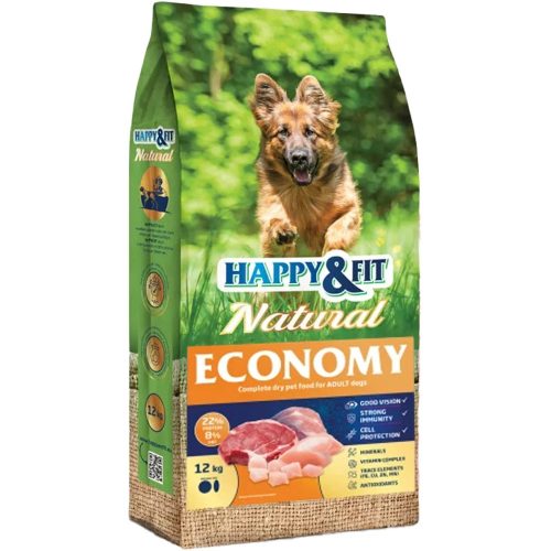 Happy&Fit Natural Economy Adult Száraz Kutyatáp - 12 kg