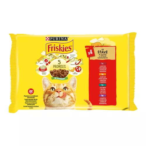 Friskies Nedves Macskaeledel Szószban (Csirke, Marha, Bárány, Kacsa) - 4x85 g