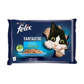   Felix Fantastic Nedves Macskaeledel Aszpikban (Lazac és Lepényhal) - 4x85 g