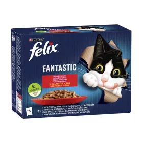   Felix Fantastic Házias Válogatás Nedves Macskaeledel Aszpikban (Marha, Nyúl, Bárány, Csirke) - 12x85 g