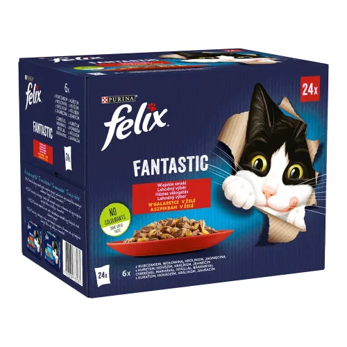 Felix Fantastic Házias Válogatás Nedves Macskaeledel Aszpikban - 24x85 g