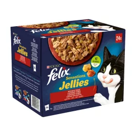   Felix Sensations Jellies Házias Válogatás Nedves Macskaeledel Aszpikban (Marha és Paradicsom, Csirke és Sárgarépa, Kacsa és Spenót, Bárány és Vad) - 24x85 g
