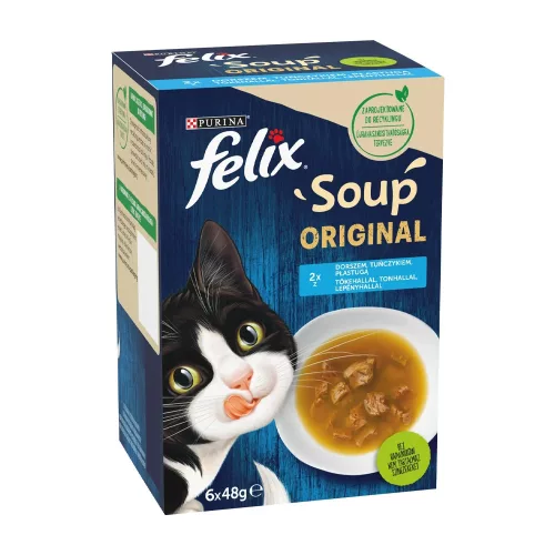 Felix Soup Original Halas Válogatás Nedves Macskaeledel Szószban - 6x48 g