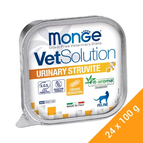 Monge VetSolution Gyógytáp (Húgyúti kövek (struvit) kezelésére) Alutasakos Macskaeledel - 24x100 g