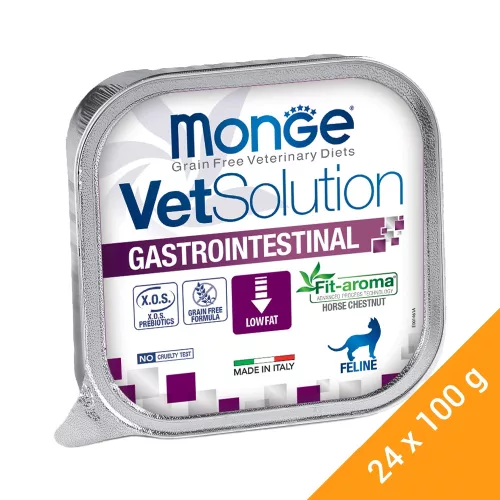 Monge VetSolution Gyógytáp (Emésztési problémákra) Alutasakos Macskaeledel - 24x100 g