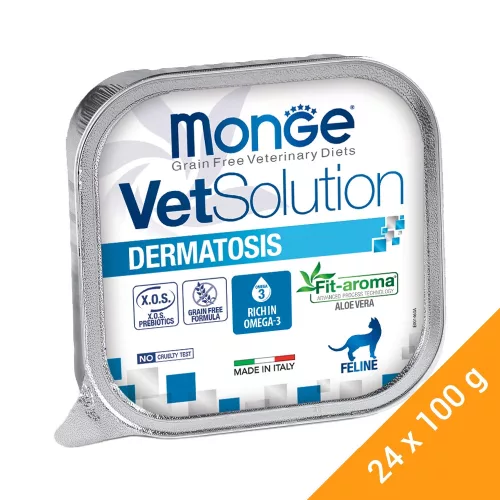 Monge VetSolution Gyógytáp (Bőrproblémákra) Alutasakos Macskaeledel - 24x100 g