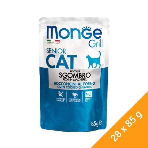 Monge Grill Senior Alutasakos Macskaeledel (Makréla) - 28x85 g