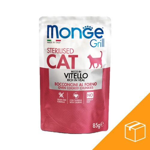 Monge Grill Sterilised Alutasakos Macskaeledel (Borjú) - 28x85 g