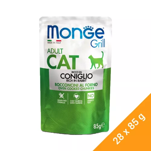 Monge Grill Adult Alutasakos Macskaeledel (Nyúl) - 28x85 g