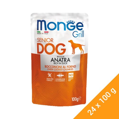 Monge Grill Senior Alutasakos Kutyaeledel (Kacsa) - 24x100 g