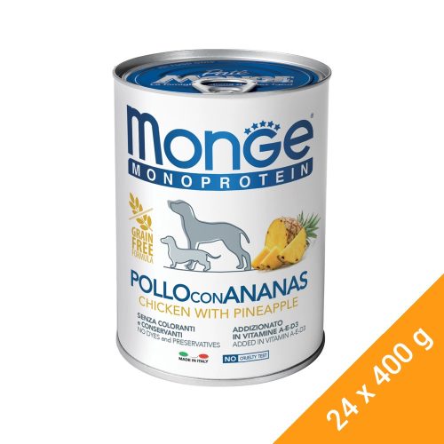 Monge Monoprotein Fruits Pate Konzerv Kutyáknak (Csirke és Ananász) - 24x400 g