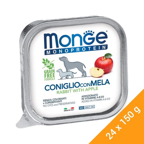 Monge Monoprotein Fruits Pate Alutálcás Kutyaeledel (Nyúl és Alma) - 24x150 g