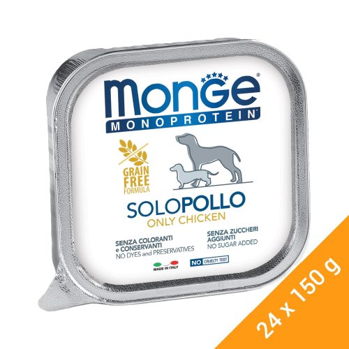 Monge Monoprotein Pate Alutálcás Kutyaeledel (100% Csirke) - 24x150 g