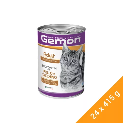 Gemon Adult Konzerv Macskáknak (Csirke és Pulyka) - 24x415 g