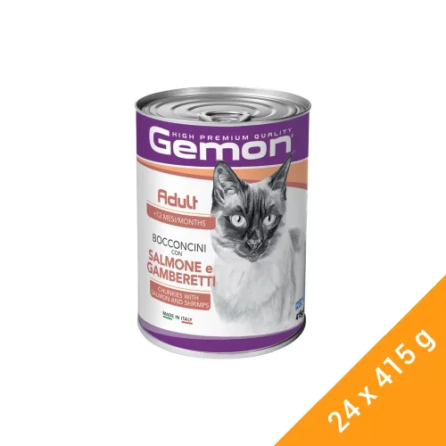 Gemon Adult Konzerv Macskáknak (Lazac és Garnéla) - 24x415 g
