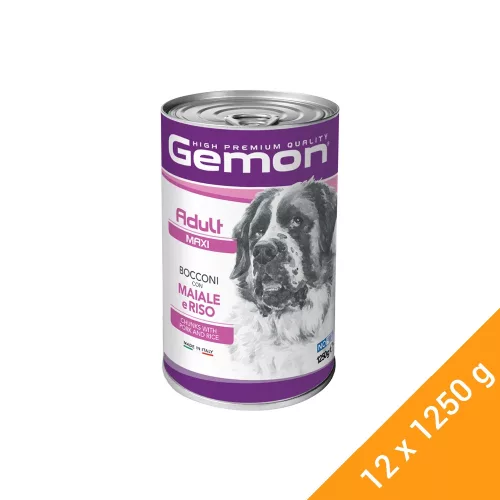 Gemon Maxi Adult Konzerv Kutyáknak (Sertés és Rizs) - 12x1250 g