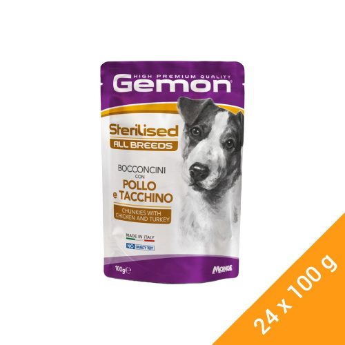 Gemon Chunkies Sterilised Alutasakos Kutyaeledel (Csirke és Pulyka) - 24x100 g