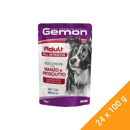 Gemon Chunkies Adult Alutasakos Kutyaeledel (Marha és Sonka) - 24x100 g
