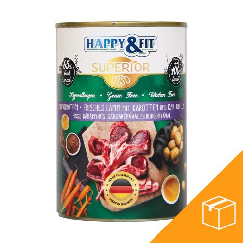 Happy&Fit Superior Konzerv Kutyáknak (Friss Bárányhús, Sárgarépa és Burgonya) - 6x400 g