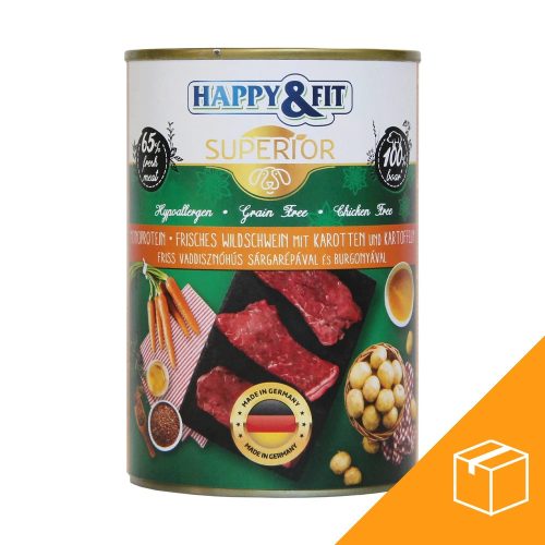 Happy&Fit Superior Konzerv Kutyáknak (Vaddisznó, Sárgarépa és Burgonya) - 6x400 g