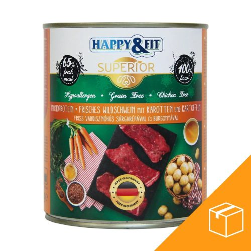 Happy&Fit Superior Konzerv Kutyáknak (Vaddisznó, Sárgarépa és Burgonya) - 6x800 g