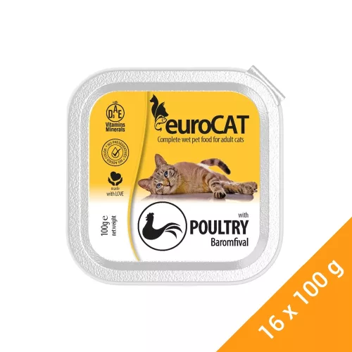 Euro Cat Alutálcás Macskaeledel (Baromfi) - 16x100 g