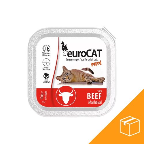 Euro Cat Paté Alutálcás Macskaeledel (Marha) - 16x100 g