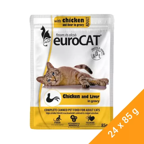 Euro Cat Pouch Alutasakos Macskaeledel (Csirke és Máj) - 24x85 g